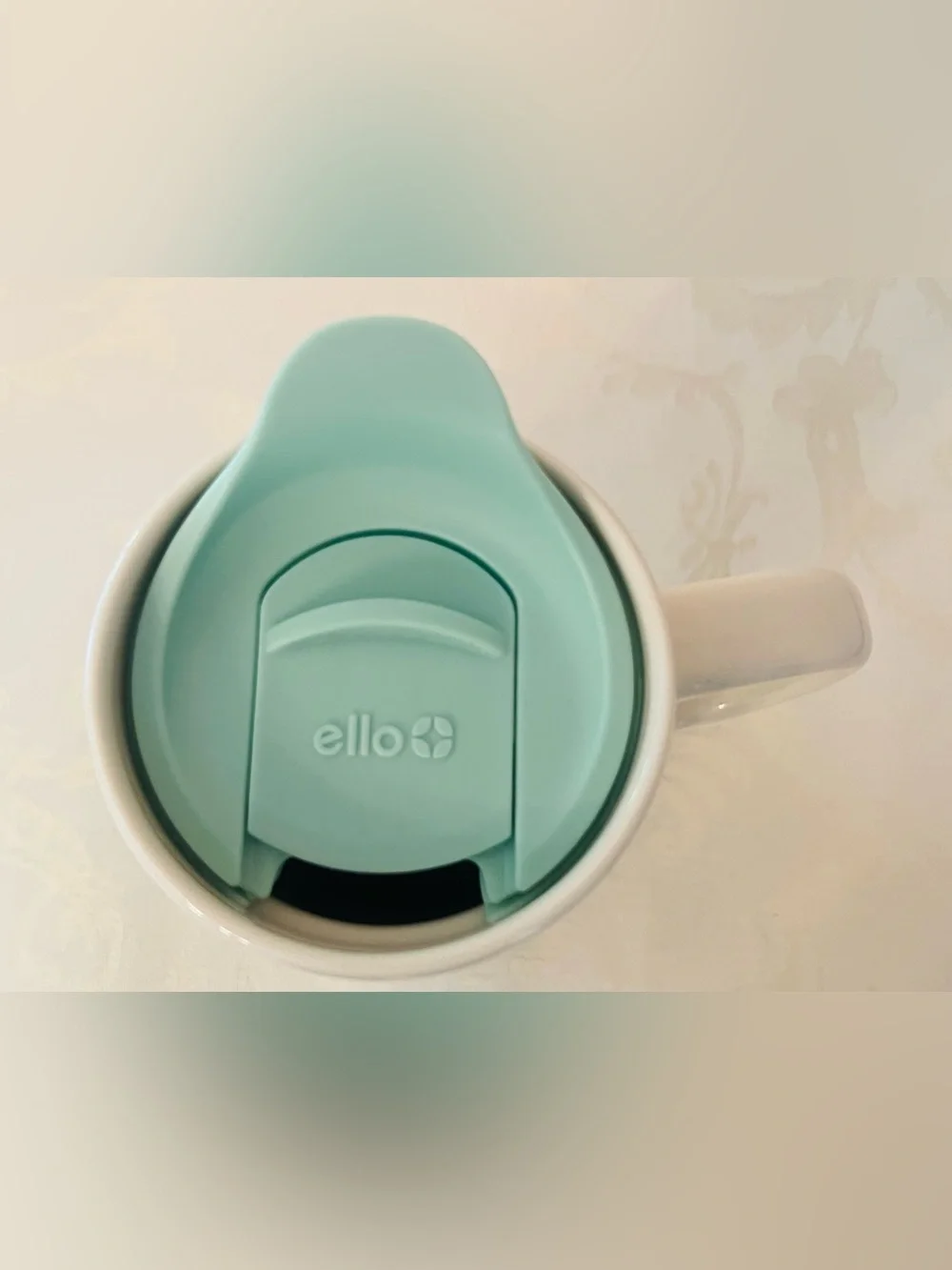 Ello Jane 18oz Teal Ceramic Travel Mug with Splash Resistant Lid and Handle-NWOB